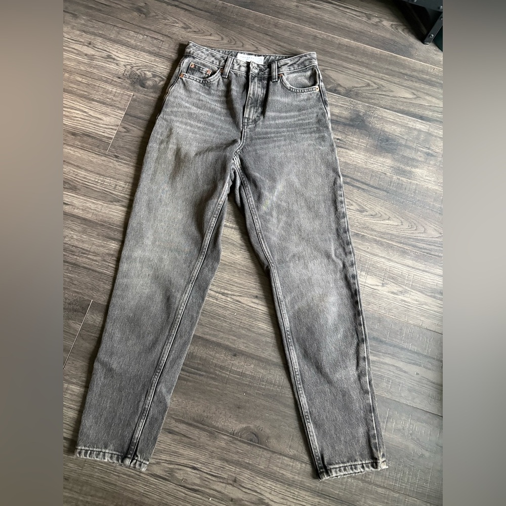 Topshop Mom Jeans in Washed Black